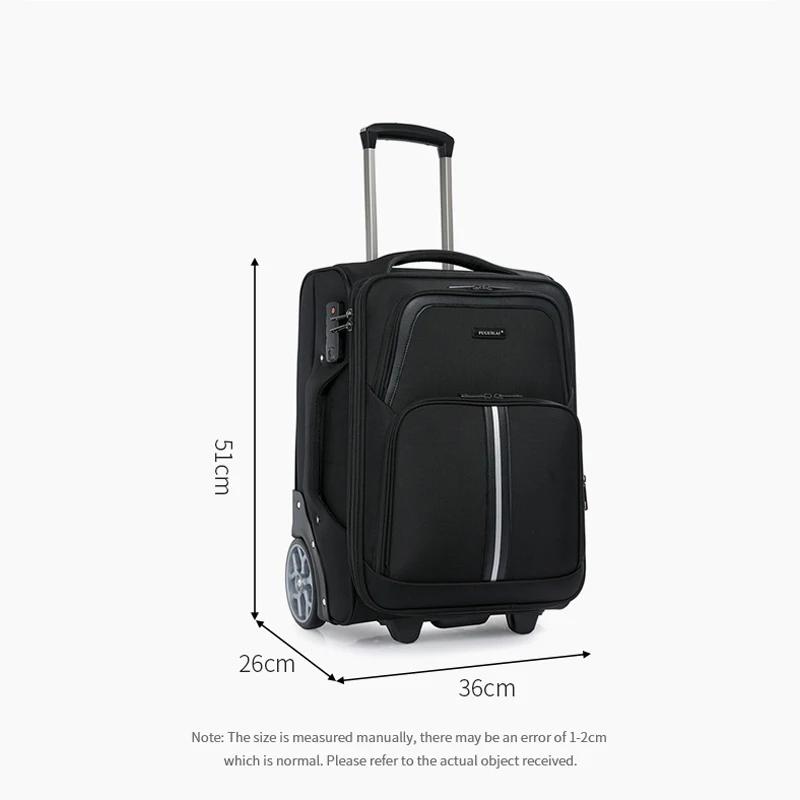 Valise de voyage de 20 pouces en tissu Oxford, bagage à main avec grandes roues, boîtier de chariot,
