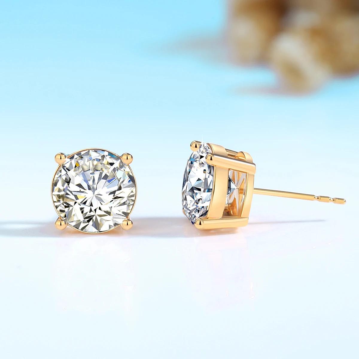 Szjinao réel complet 18k boucles d'oreilles en or AU750 Moissanite diamant véritable or femmes bijou
