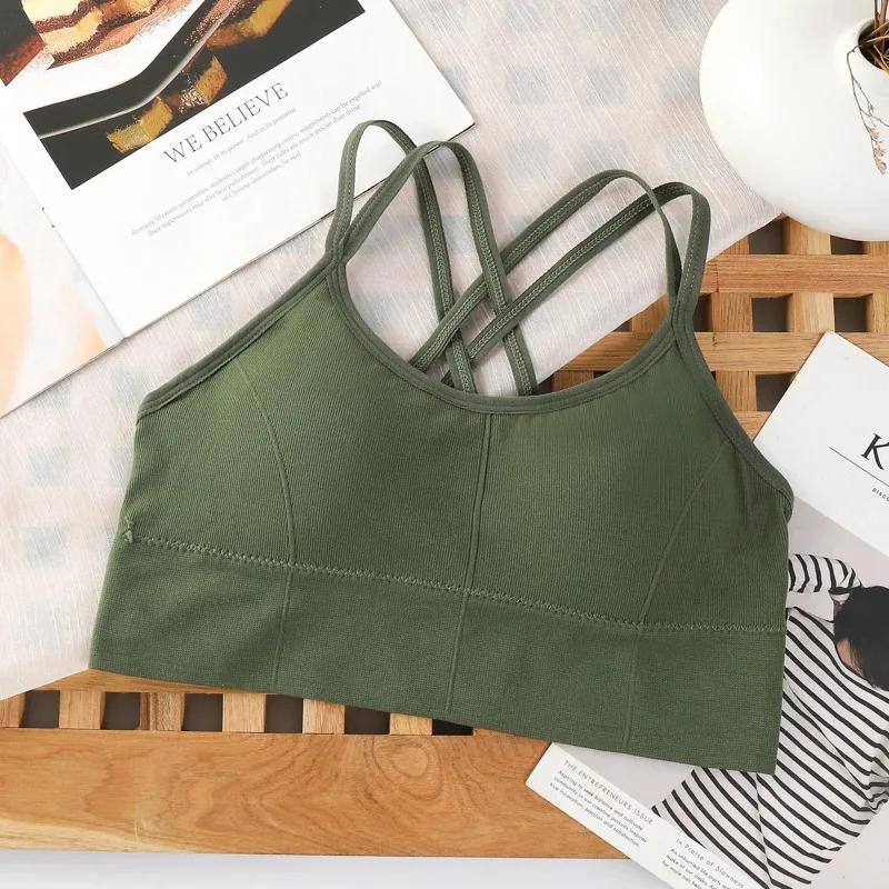 Sexy haut pour femme dos sangle croisée débardeur push up course soutien-gorge de sport respirant do