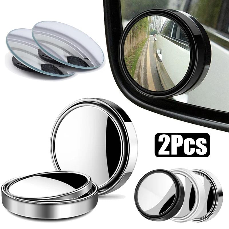 Miroir d'angle mort convexe à cadre rond, 2 pièces, sécurité de conduite, grand angle à 360 degrés,