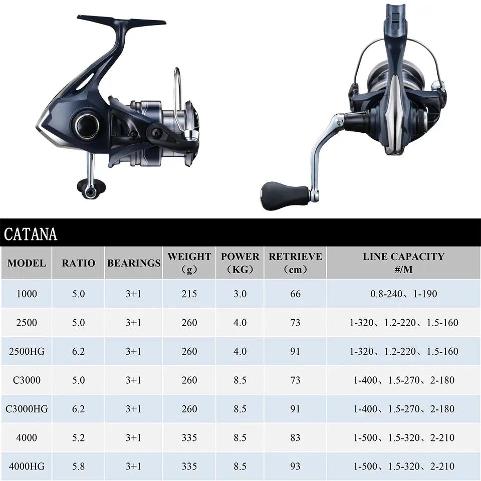 SHIMANO CATANA Spinning Fishing Reel 3 + 1BB Metal Spool G-Free Body et système de gestion de la lig