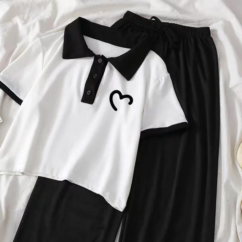 Ensembles de vêtements d'été pour adolescentes, nouveau haut tendance et pantalons à jambes larges,