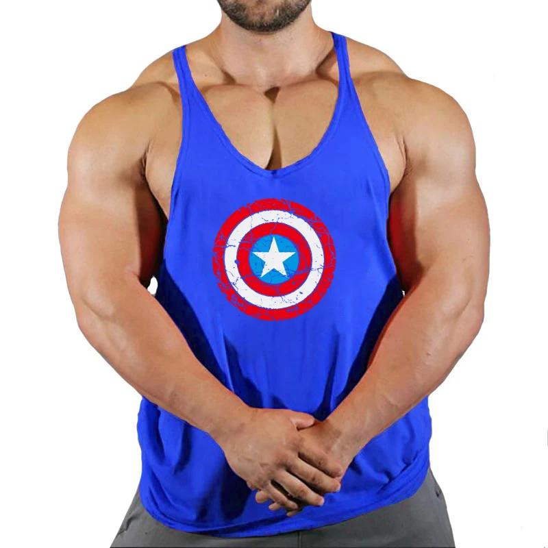 Mode d'été tendance fitness gilet hommes fitness vêtements de sport fitness impression cool chemise