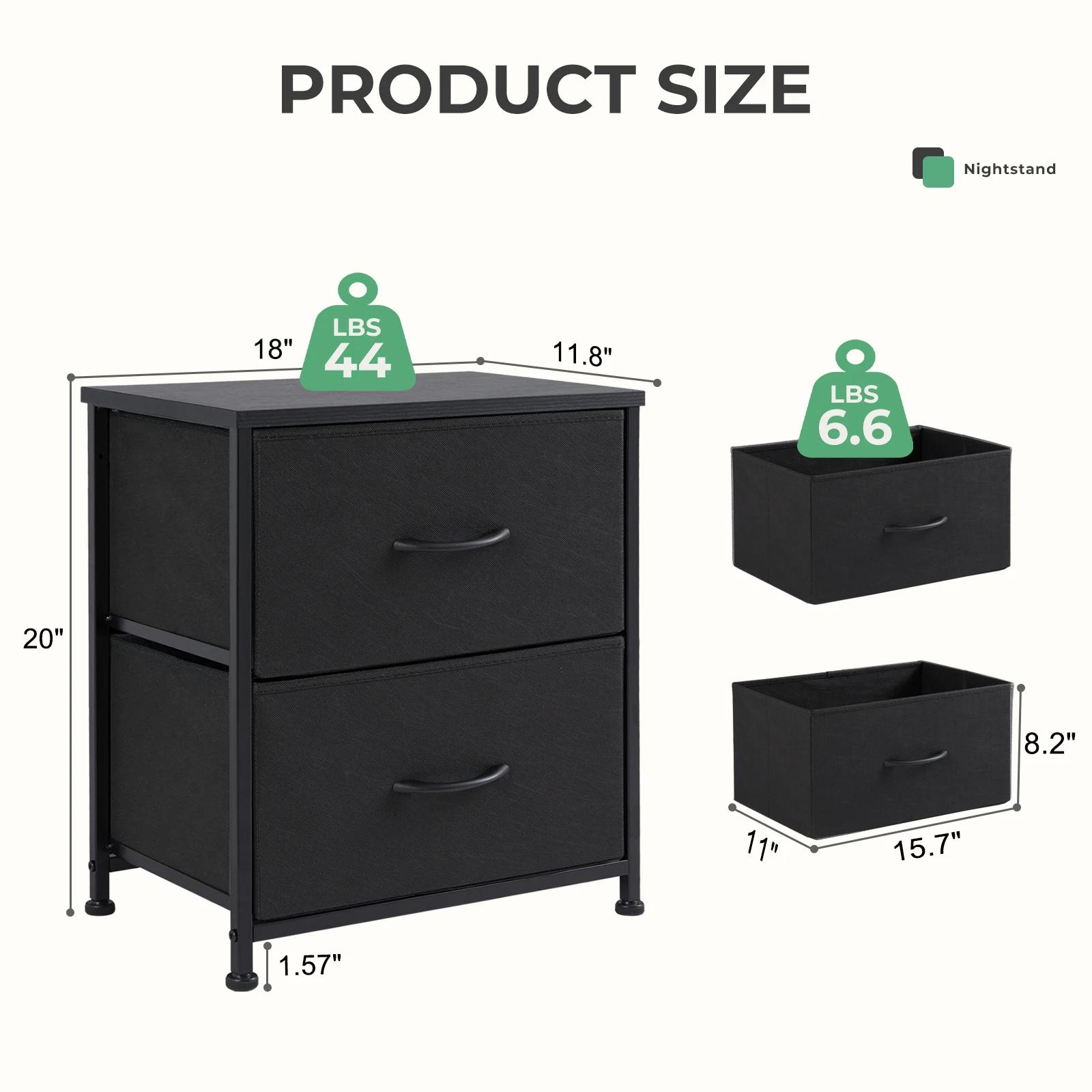 JHK salon armoire couches ensemble de 2 tiroirs en tissu à côté de la Table de chevet placard poitri