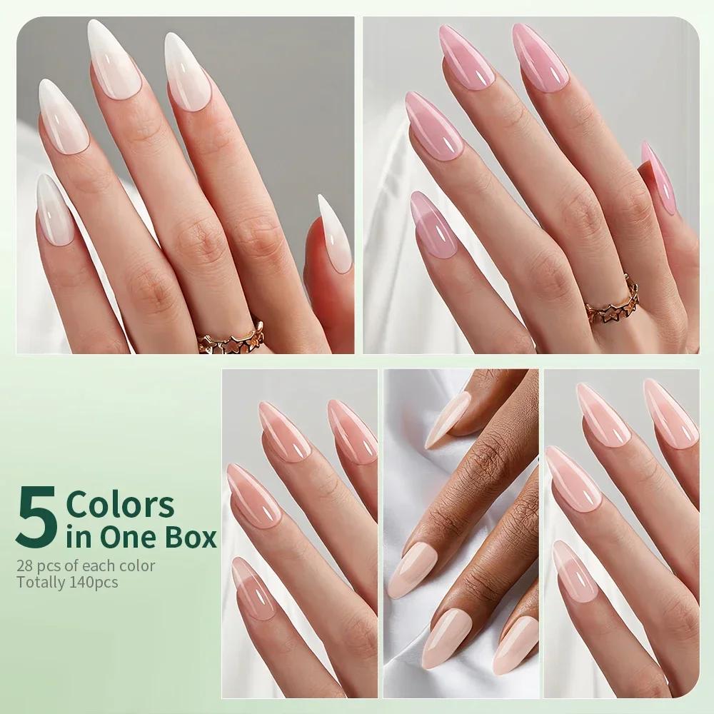 Nailpop 3-en-1 nu naturel doux ongles conseils ensemble 140 pièces tons de peau presse sur les ongle