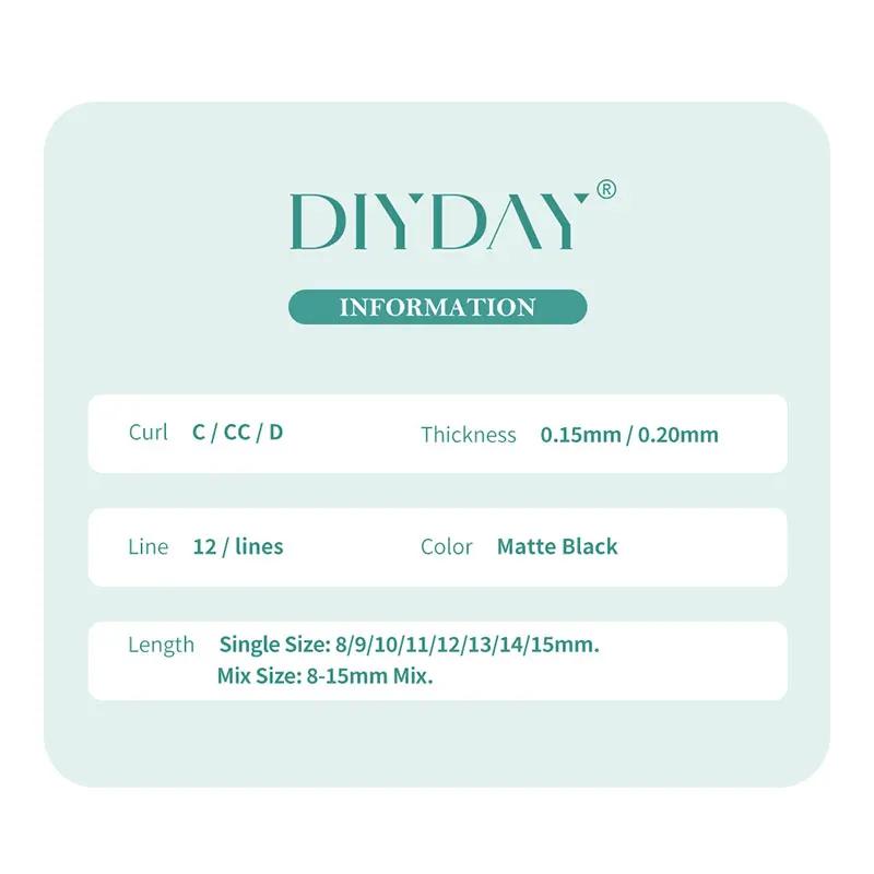 DIYDAY Ellipse Extensions de cils plats 0.15 0.20 cils plats individuels Super plus doux aspect natu