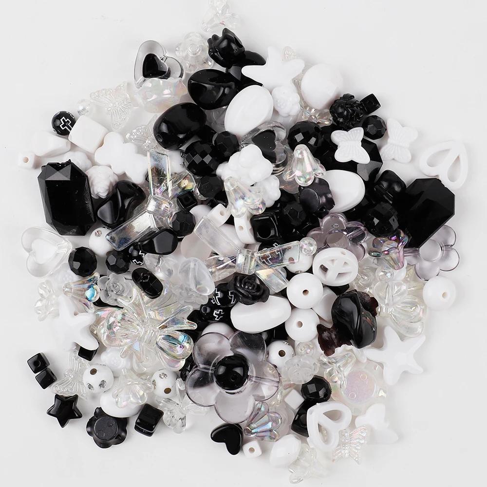 Perles acryliques de taille mixte aléatoire, 50g, perles de fleurs en forme de cœur souriant pour br