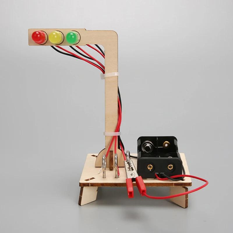Modèle de feux de circulation en bois pour enfants, jouet scientifique, technologie amusante, Kit d'