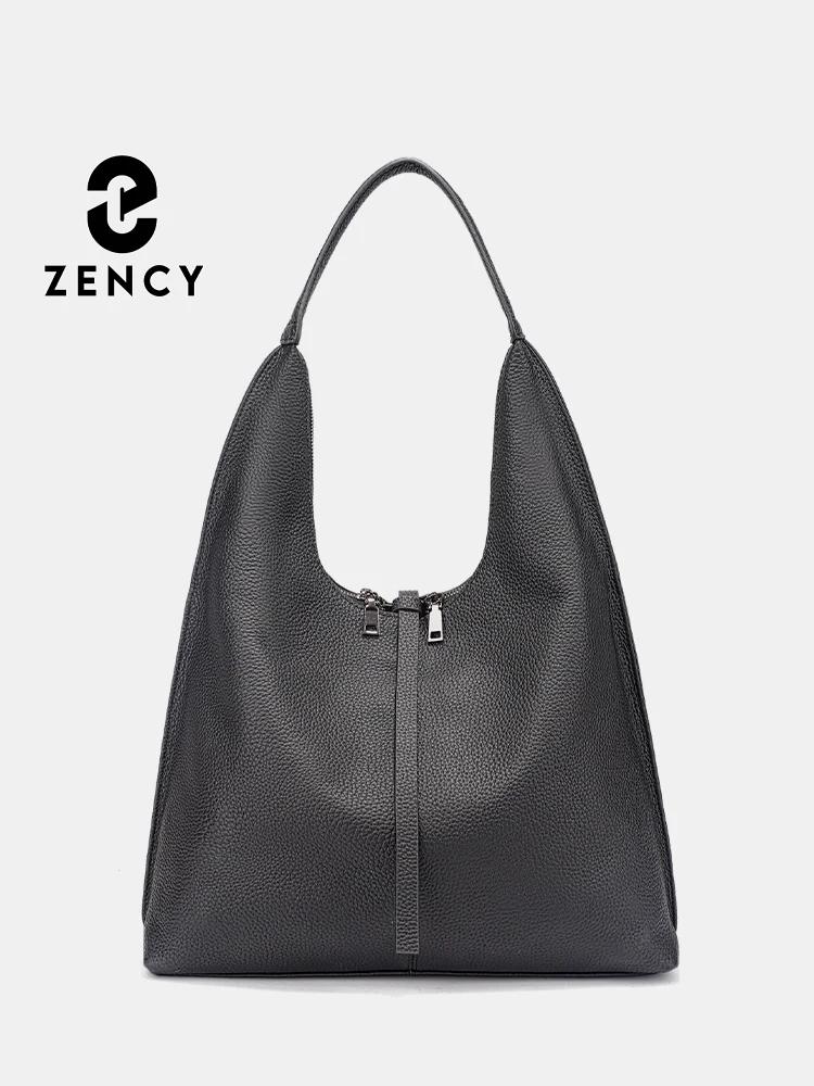 Zency – sac Hobo à bandoulière en cuir véritable pour femme, sac de Shopping de grande capacité en c
