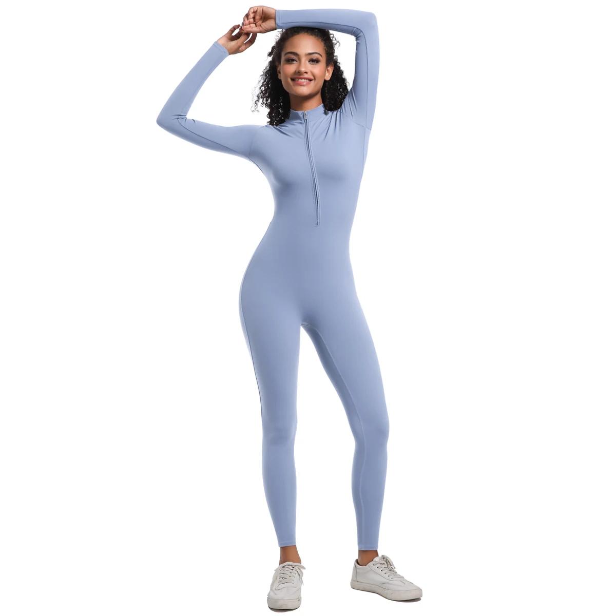 Combinaison sport femme sans coutures - Tenue fitness manches longues pour yoga et entraînement