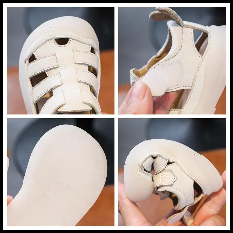 Sandales d'été en cuir véritable pour bébés filles et garçons, chaussures d'école à l'offre elles so