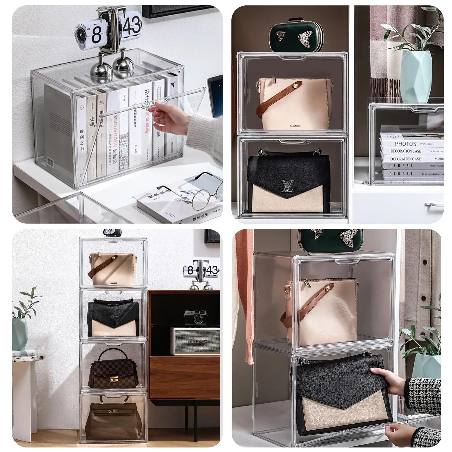 Présentoir transparent anti-poussière, bacs de rangement, conteneurs, sac de rangement, boîte d'expo