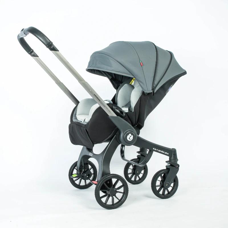 UE en stock 4In1 bébé poussette, poussette multifonctionnelle pliable avec siège auto bébé voiture c
