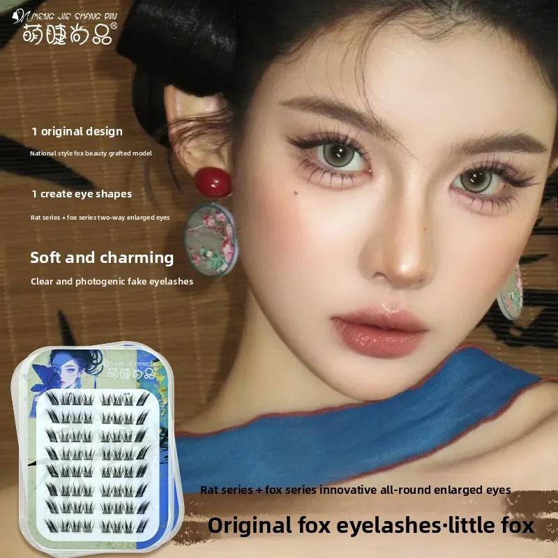 Faux-cils auto-adhésifs sans colle, naturels, volumineux, moelleux, ailés, Style renard, chinois, po