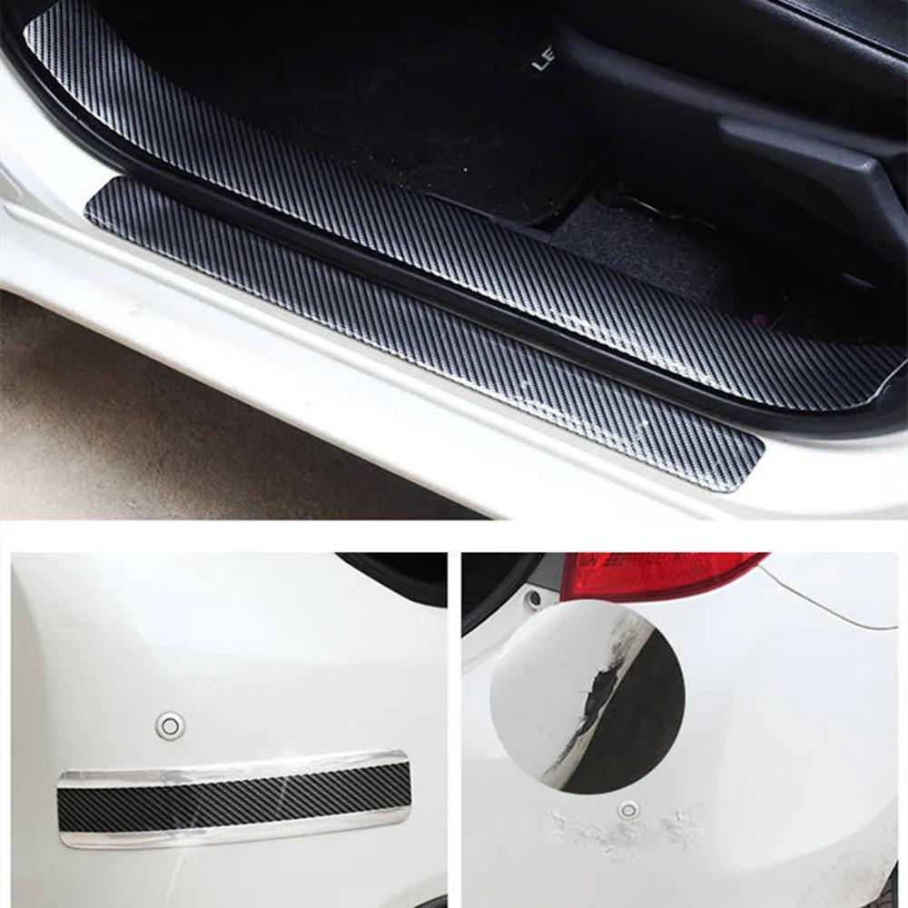 Protecteur de seuil de porte anti-rayures en fibre de carbone, autocollants de voiture, bande de cao