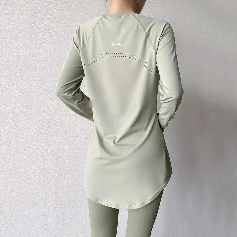Nouvelle chemise de yoga ajustée à manches longues, vêtements de sport de course à pied d'exercice d