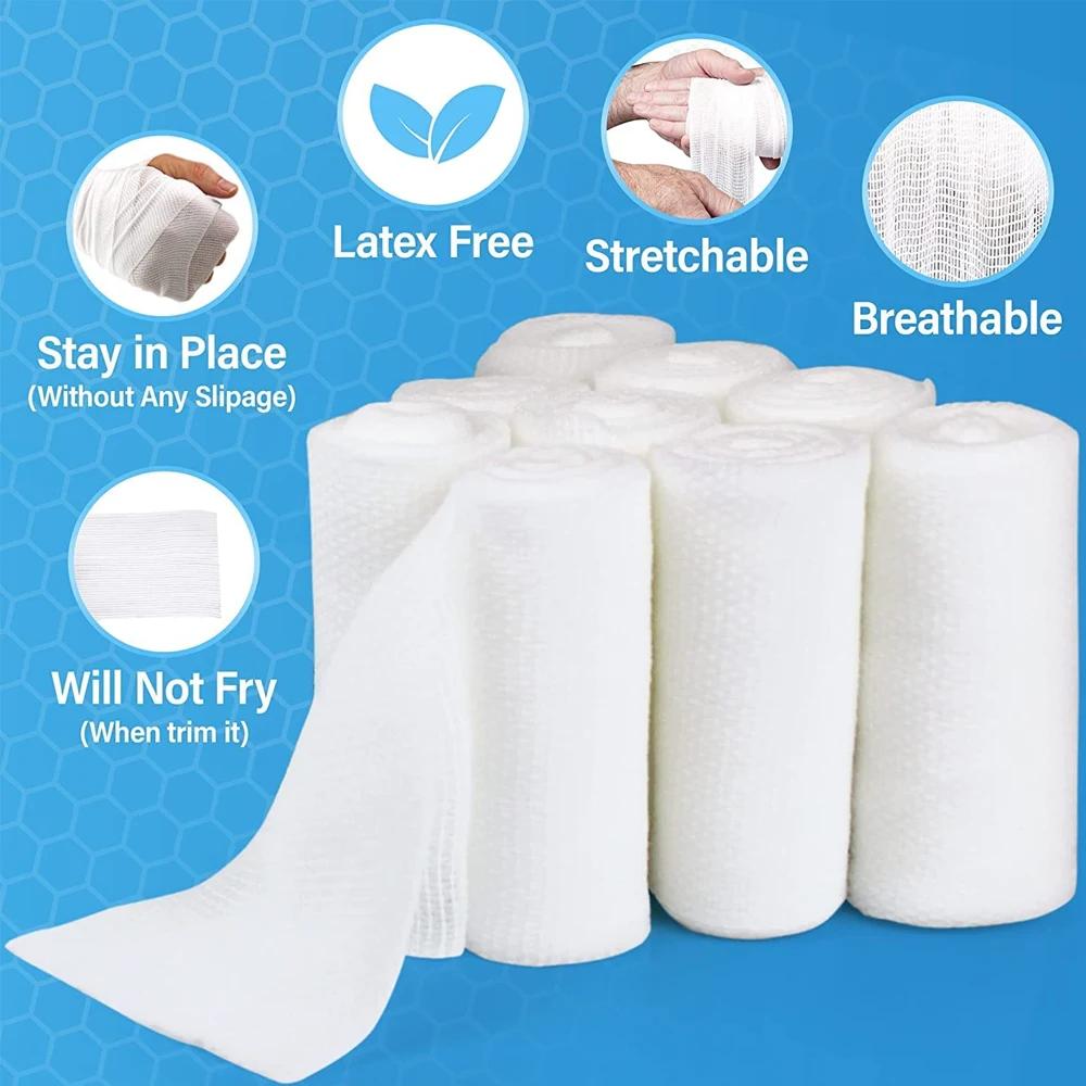 4 rouleaux de gaze de qualité supérieure, bandages de gaze tissés super doux et extensibles pour le