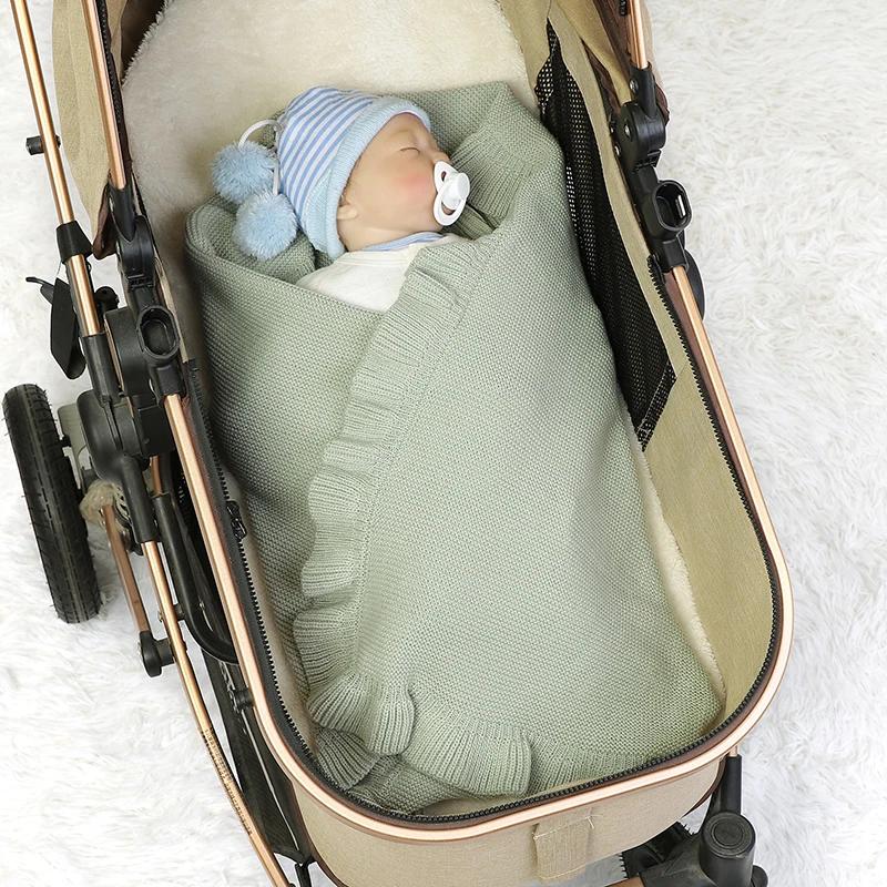 Couvertures tricotées pour bébé garçon, literie de berceau, couette à carreaux pour filles, 90x70cm,