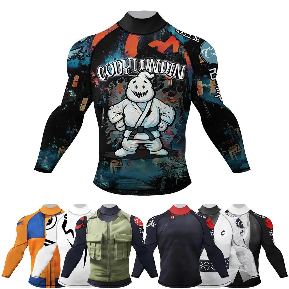 T-shirt de protection contre les éruptions cutanées MMA avec fond en caoutchouc antidérapant, chemis