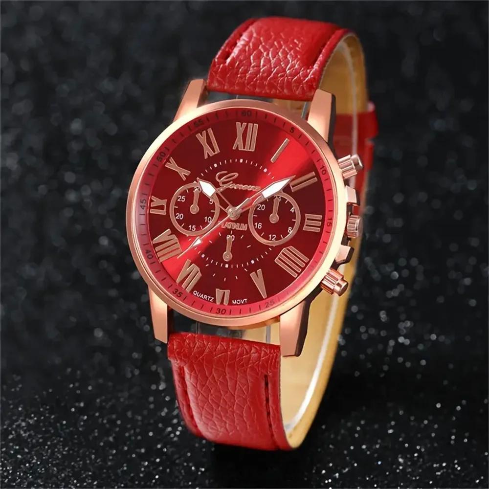 5 pièces montres pour femmes mode Roma cadran bracelet en cuir montre à Quartz (sans boîte