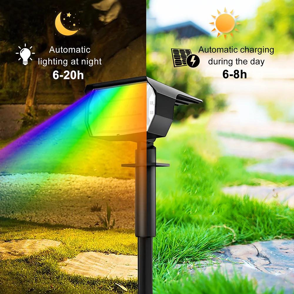 Spot solaire extérieur couleur changeante RGB 48/37/20LED solaire alimenté paysage projecteur jardin