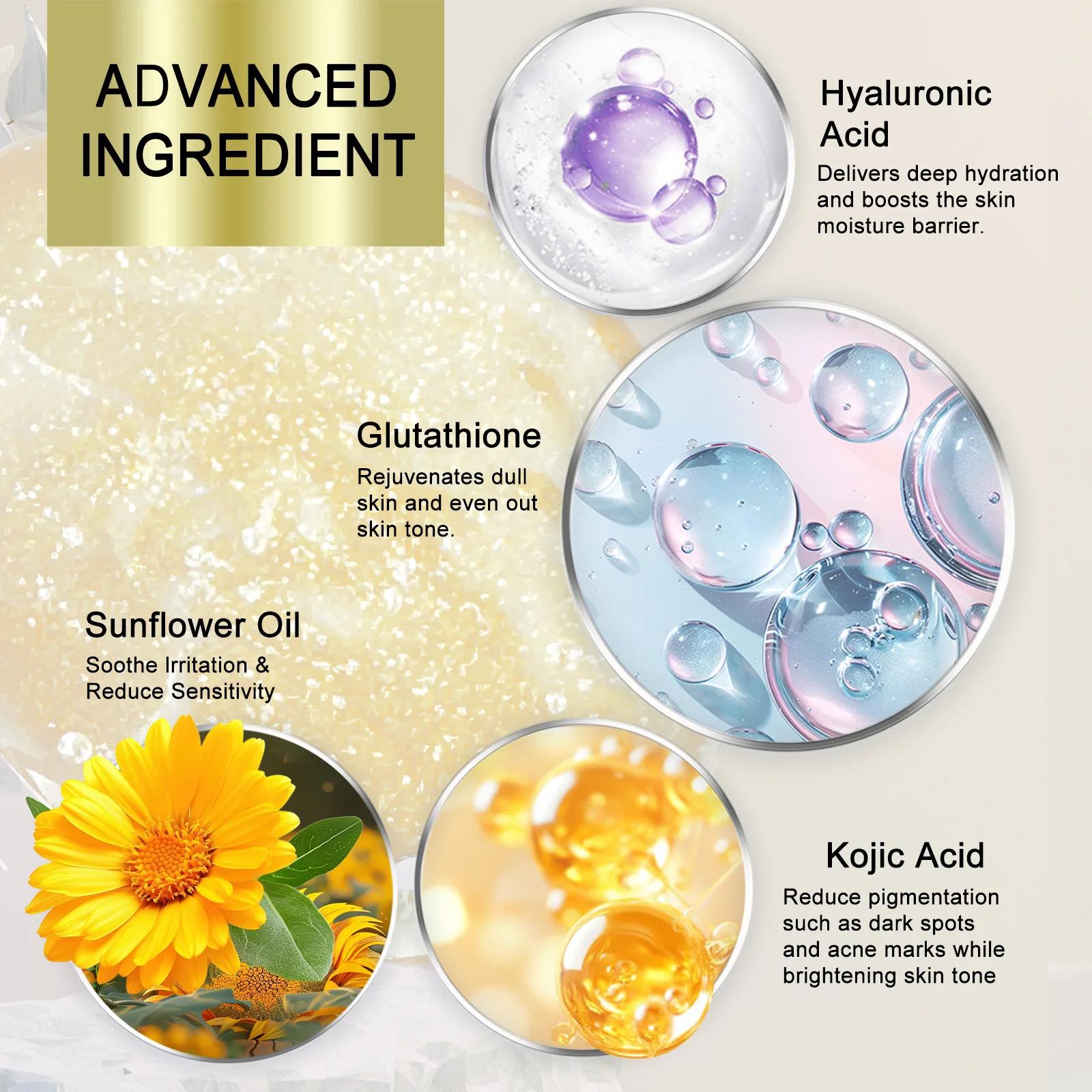 Sérum éclaircissant double glutathion WK JALY pour le visage, le corps, avec acide hyaluronique, cor