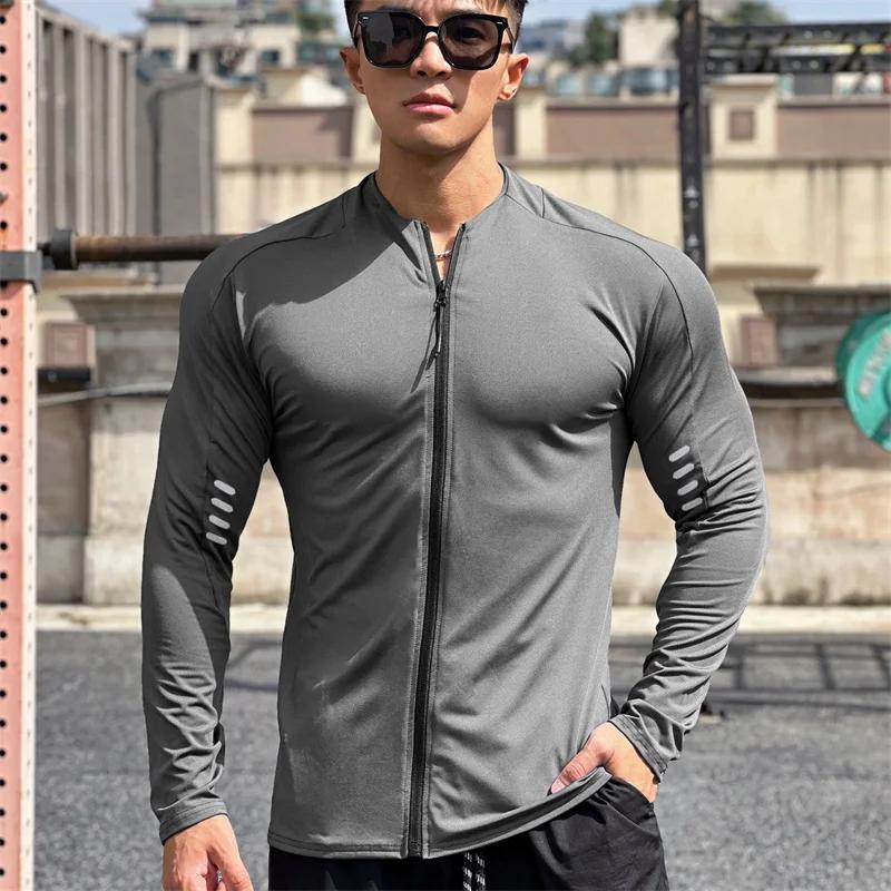 Veste fitness manches longues homme - Sweat-shirt entraînement gym cardigan zip jogging printemps automne