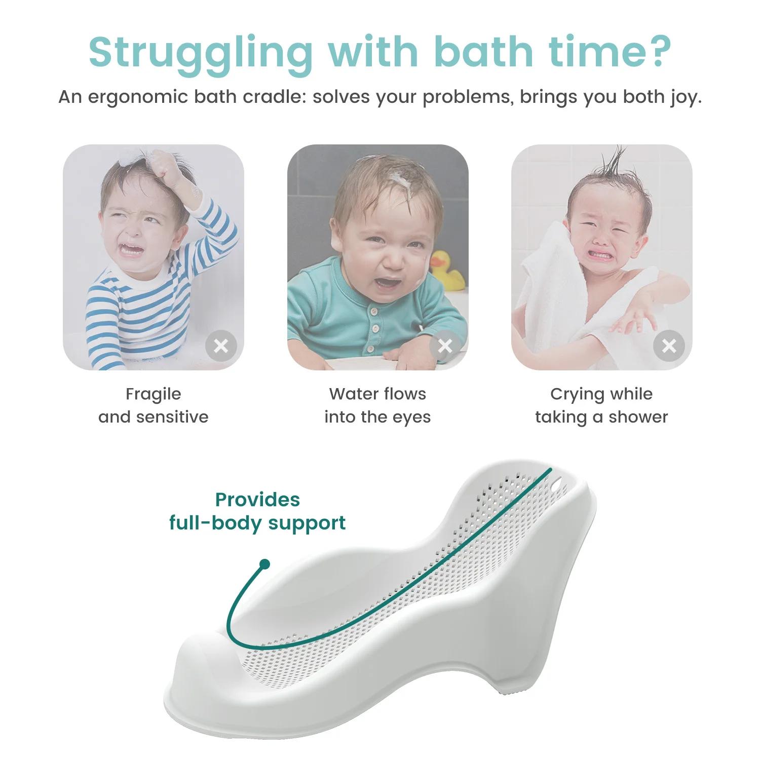 Support de bain doux pour bébés nouveau-nés - Siège de bain ergonomique, facile à nettoyer et confor