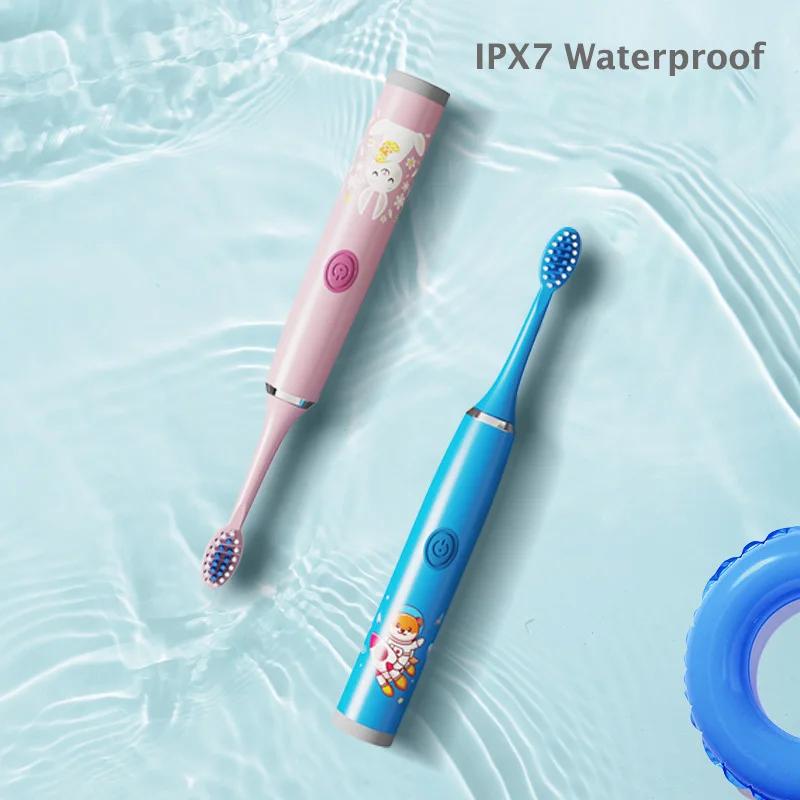 Brosse à dents électrique aste USB Sonic pour enfants, brosse de dessin animé colorée pour enfants,