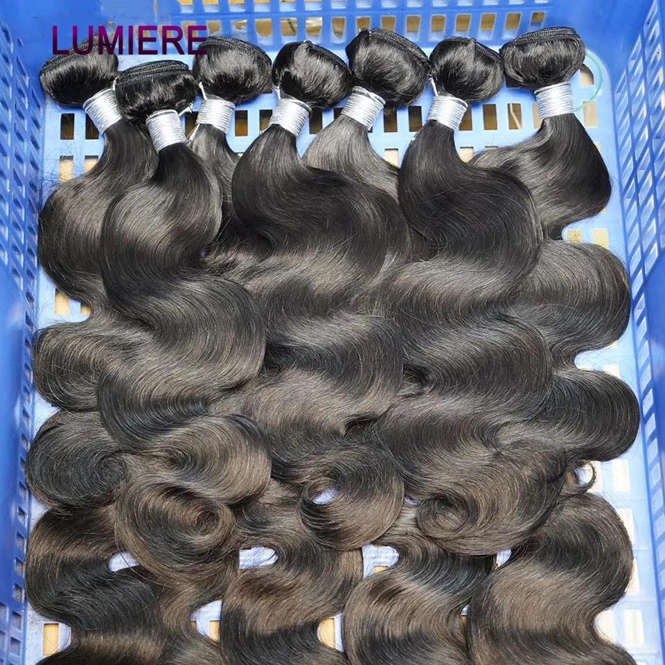 Vague de corps lâche vierge brute indienne gros cheveux humains 3/4 paquets affaire pour les femmes