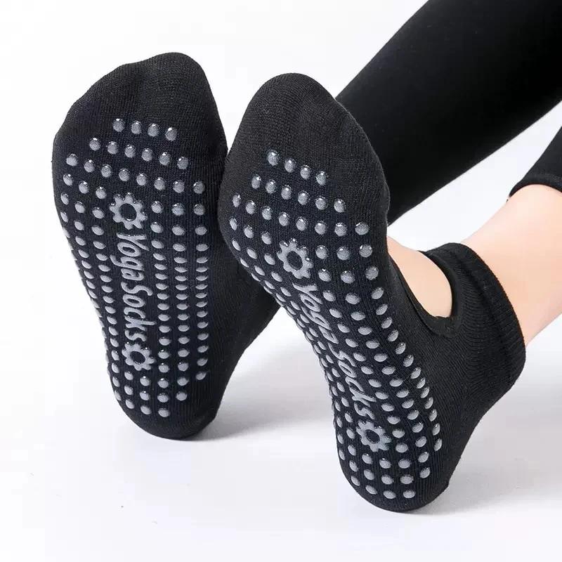 Chaussettes yoga femme antidérapantes respirantes dos nu pilates ballet fitness salle sport