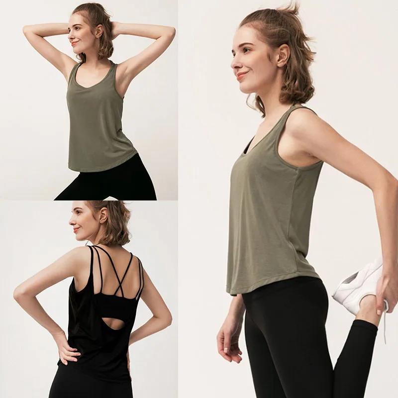 Body-Chemise légère sans coutures dos nu femme - Débardeur fitness yoga course à pied sexy