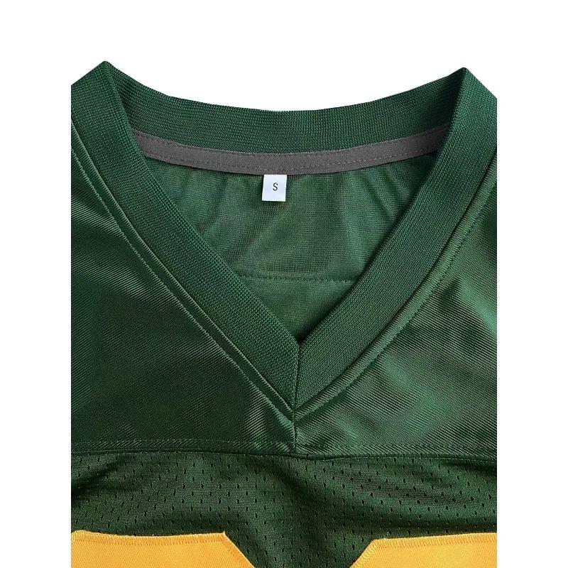 Vert pour hommes # 92 Maillot de rugby américain orné d'or/jaune – Chemise de sport ample et respira