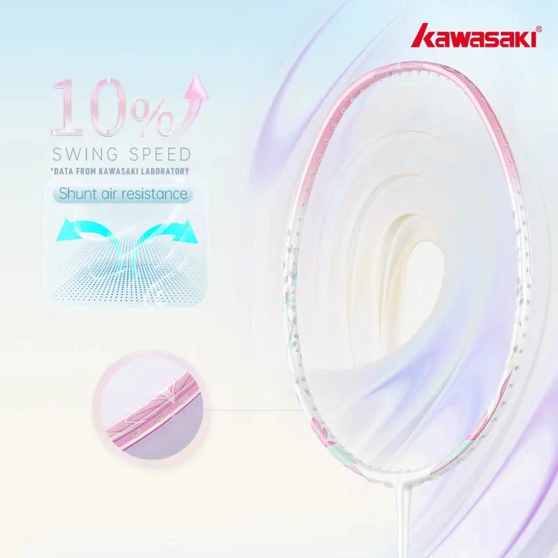 Kawasaki-Raquette de badminton PORCELpuppy Q5 pour femme, fibre de carbone 5U, tige super fine, avan
