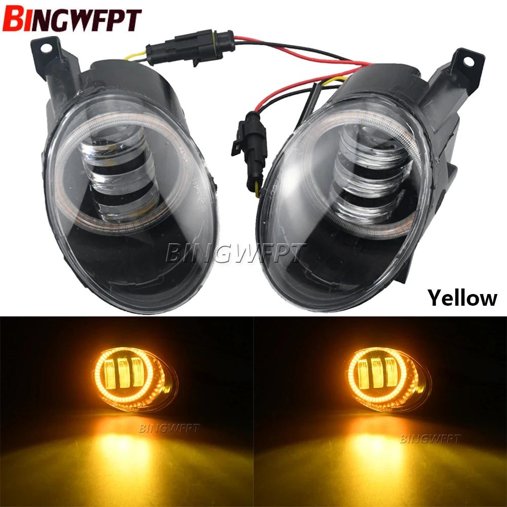 Feu antibrouillard œil d'ange pour voiture, 2 pièces, lentille LED, feux de jour DRL 30W 6000LM 12V