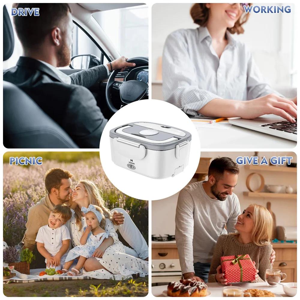 Boîte à déjeuner électrique 65W 1,5 l, chauffe-aliments Portable pour voiture ou maison, anti-fuite,