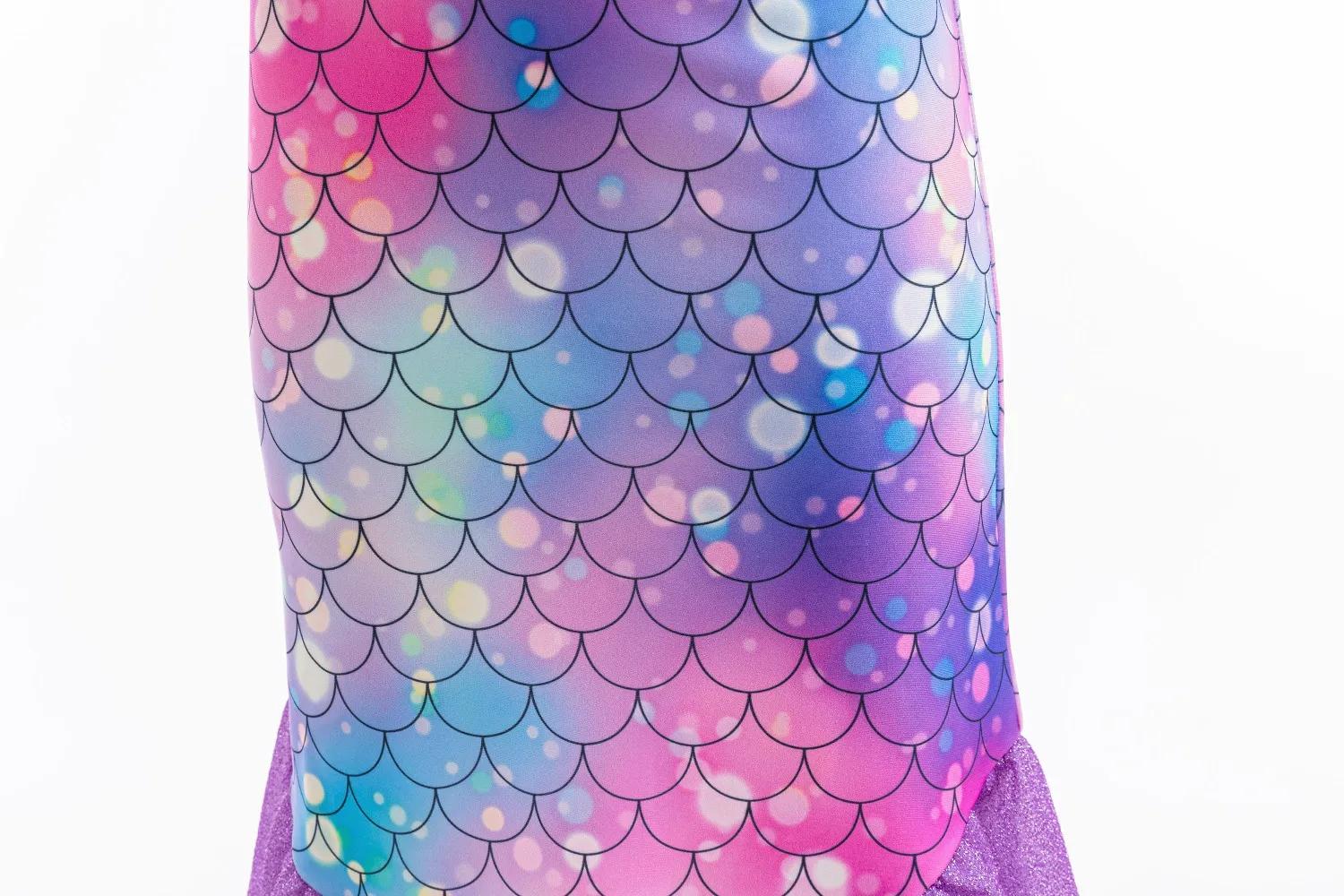 Robes de princesse sirène violettes pour filles, imprimé à motifs de poisson, Costume queue de poiss