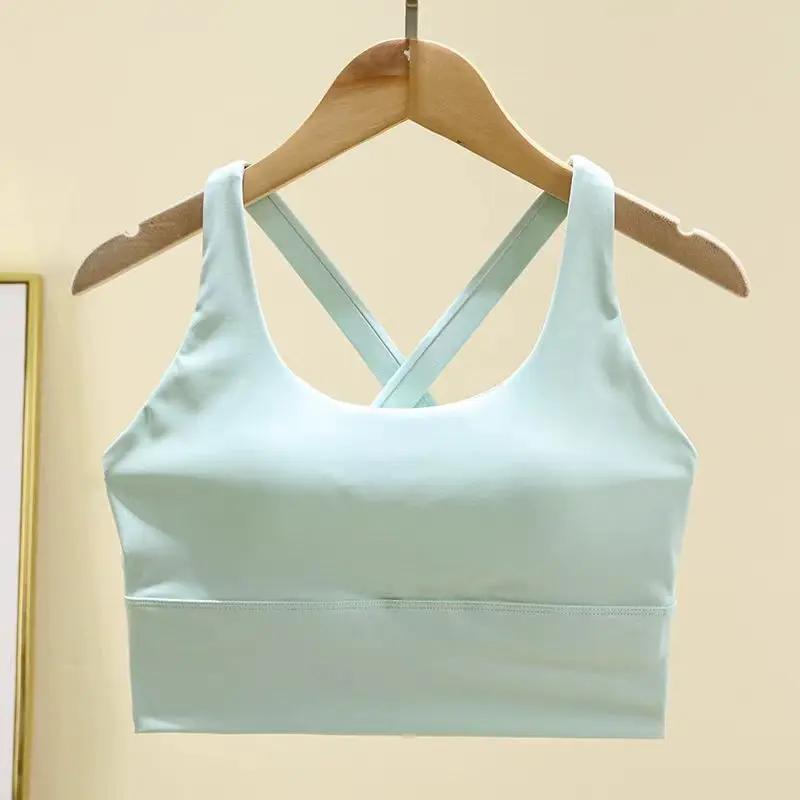 Soutien-gorge de sport à coussin fixe haute intensité, résistant aux chocs, pour course à pied, gymn