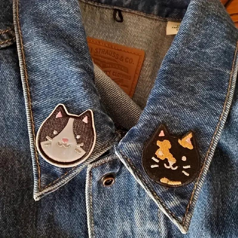Patch brodé de chat mignon en polaire, thermocollant, à coudre, pour vêtements, casquette, sac, vest