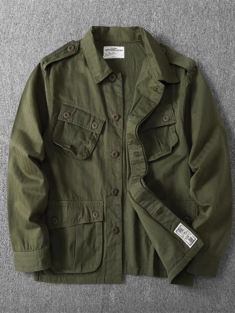 Veste Cargo Militaire Multi-Poches pour Homme, Manteau Délavé, 1603 Coton, Jungle Tropicale Américai