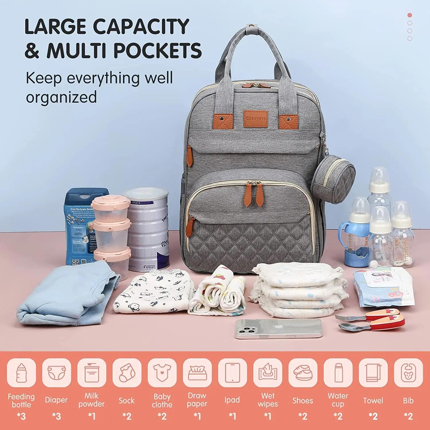 Sac à langer 3 en 1, sac à dos pliable pour lit de bébé, sac de voyage étanche avec chargeur USB, sa