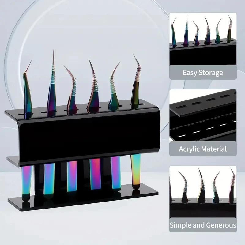 Support de rangement pour pincettes en acrylique à 6 trous, présentoir professionnel pour extensions