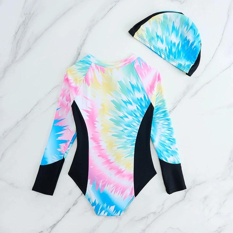 Maillot de bain une pièce à manches longues pour filles 2026 – Tenue de bain pour enfants, idéal pou