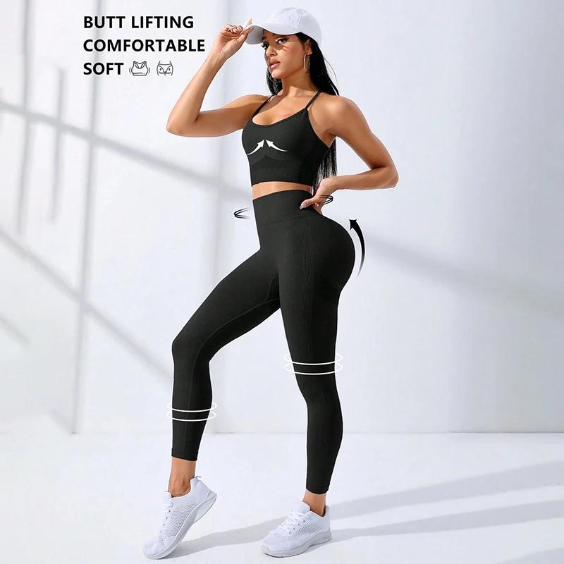 Ensemble de Yoga et Fitness pour femmes, 2 pièces, vêtements de sport respirants sans couture, souti