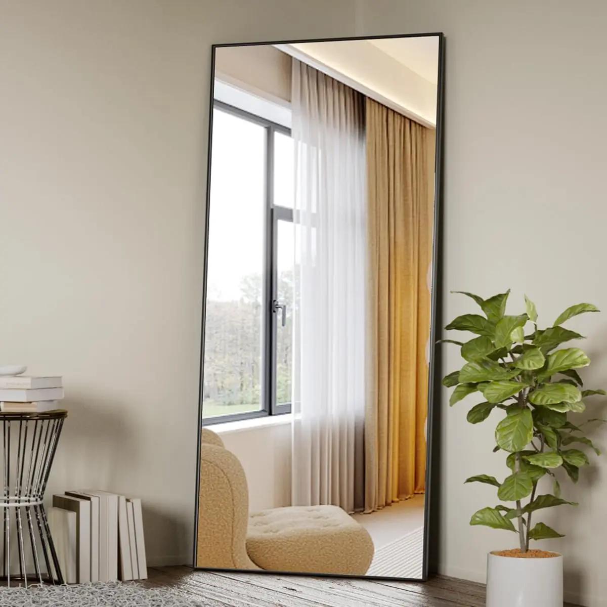 Miroir pleine longueur avec support, miroir pleine longueur de 71 po x 26 po, miroir complet avec ca