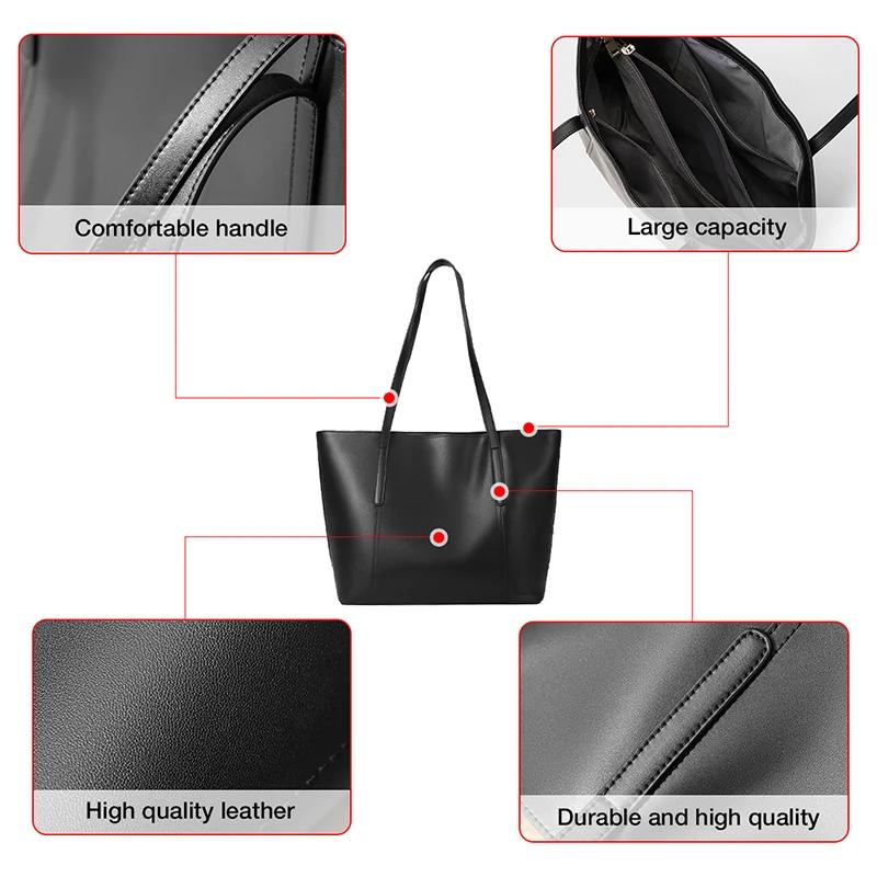 FOXER sac à bandoulière en croûte de cuir pour femmes Simple grande capacité fourre-tout dame classi
