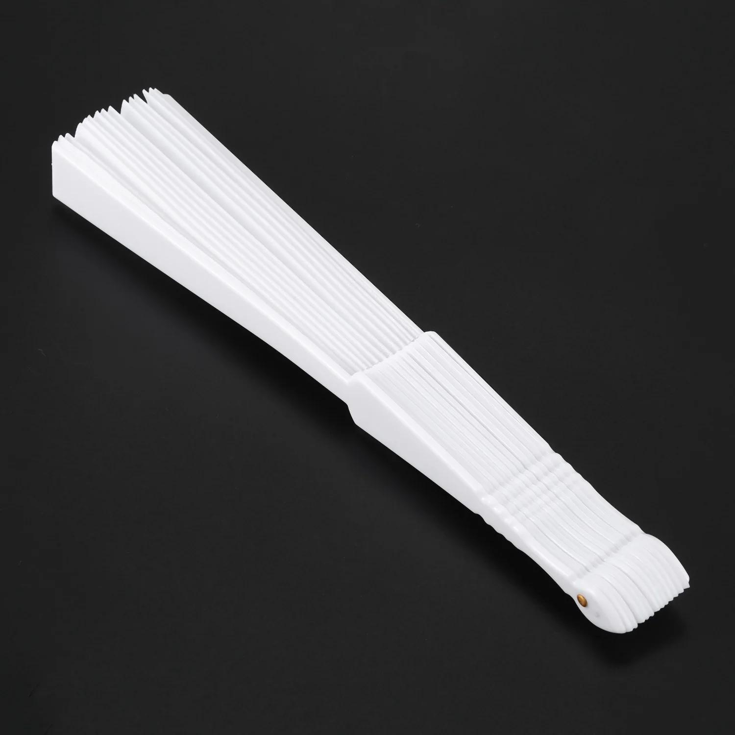 Éventail Pliable à la Main en Tissu Plastique Blanc pour Homme et Femme