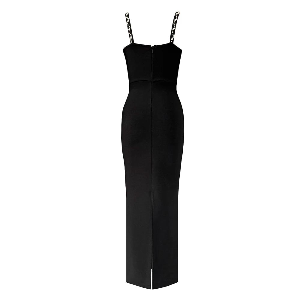 Femmes élégantes perles robe de pansement Spaghetti sangle moulante vêtements Club fête robes de soi