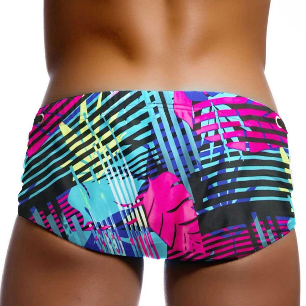Maillot de bain Sexy pour hommes, imprimé feuilles, Boxer, slip, Bikini, coupe brésilienne, maillot