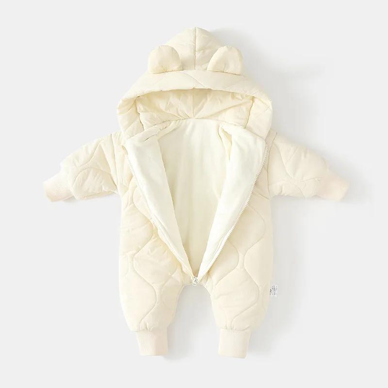  Vêtements d'extérieur d'hiver pour bébé, doublure en fourrure, barboteuse chaude pour enfant en